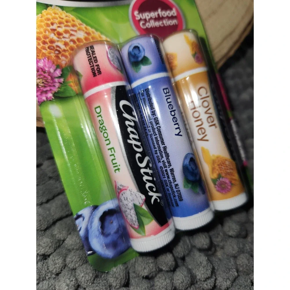 ChapStick Lip Balm Superfood Collection 3Pack–DragonFruit,Blueberry,Clover Honey